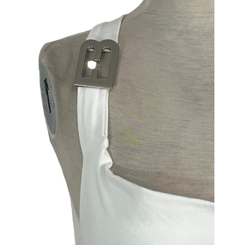 EB Denim Cowl Buckle Dress in White XSmall New Womens Tank mini Bodycon - Picture 8 of 16